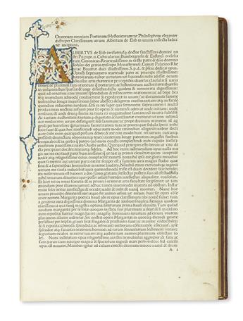 INCUNABULA  ALBERTUS DE EYB. Margarita poetica.  1487.  Lacks 2 leaves.